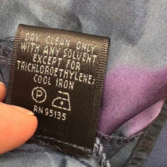 Lafayette 148 Size 10 Wrap Top Blouse Purple Blue Bell Sleeve Career Luxe Artsy - Picture 7 of 14